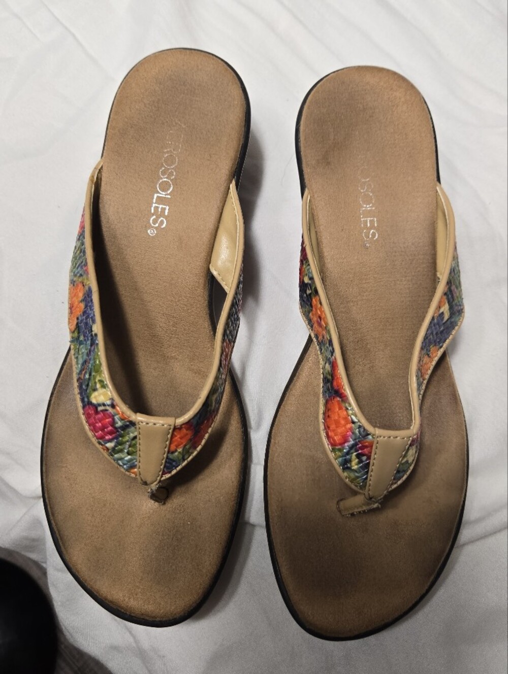 Aerosoles Women Thong Wedge Sandals Sz 8 Floral
